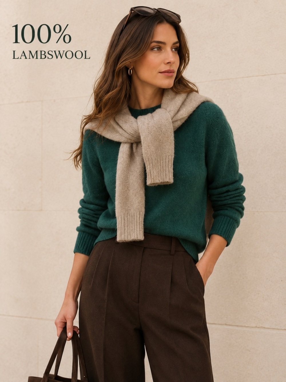 J.Crew 100% Lambswool Crewneck Sweater Green Soft Fuzzy Classic Size Large